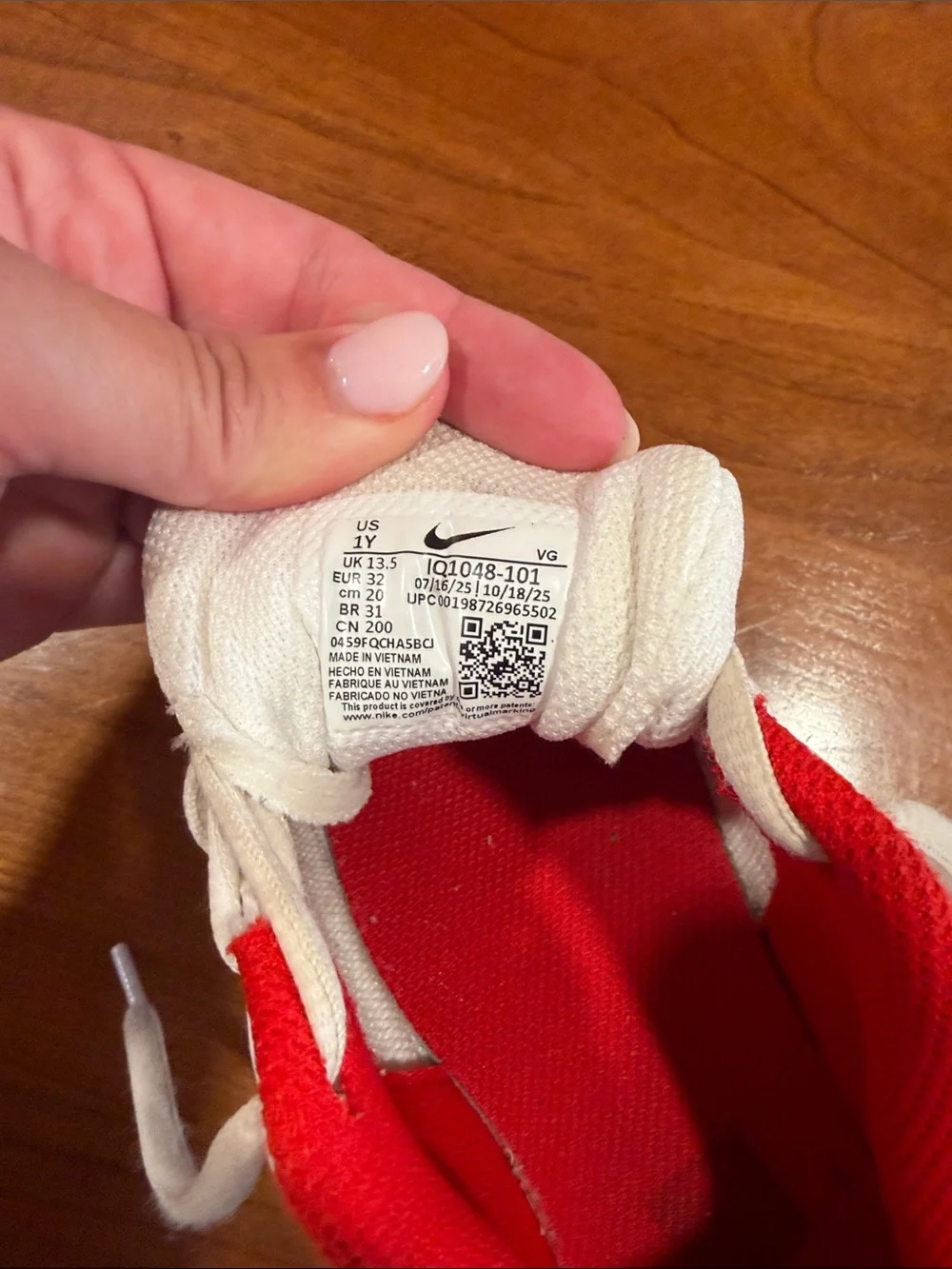 Nike Kids White and Red Athletic Cleats